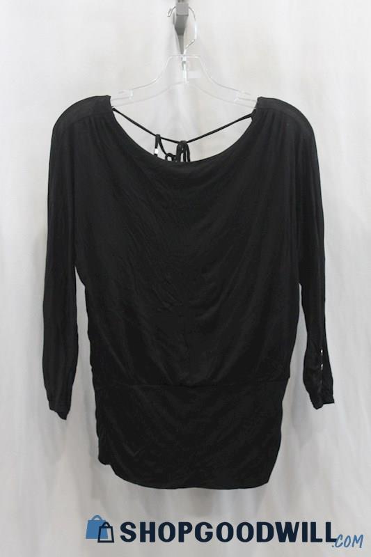 White House Black Market Women's Black Tunic Long Sleeve Shirt SZ S