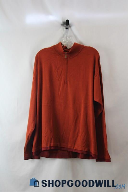 Tommy Bahama Men's Burnt Orange 1/4 Zip Silk Sweatshirt SZ XL