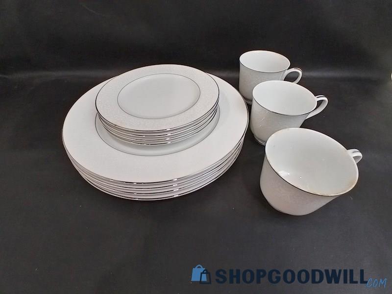 11pc Grace Fine China Plates Cups Kitchen Home White