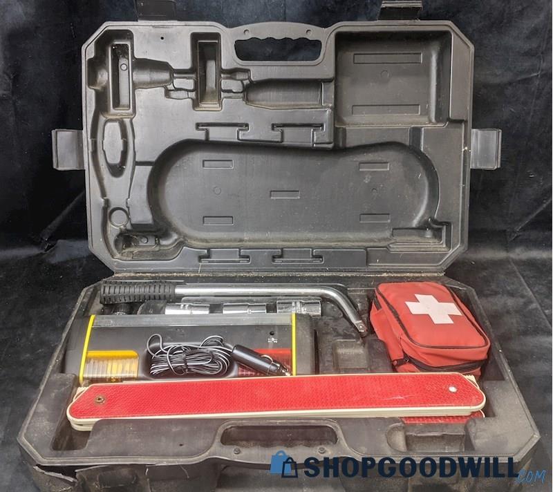 Michelin Car Emergency Roadside Tool Kit W/ First Aid Pack Wrench Sockets + Case