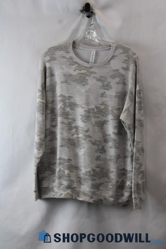 Athleta Women's Gray Camo Light Weight Crewneck Sweater sz S