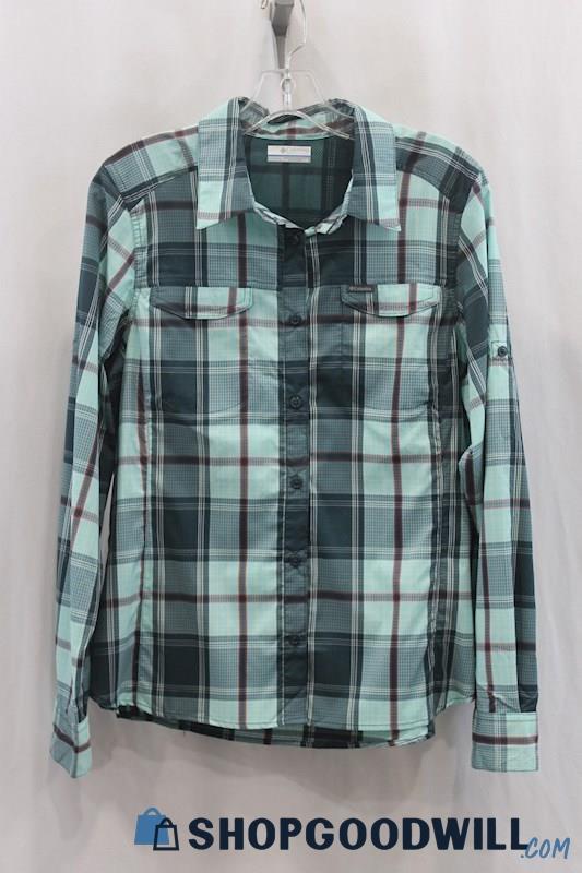 Columbia Men's Green Plaid Button Up Shirt SZ L