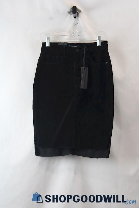 NWT Black Label Women's Black Corduroy Raw Hem Pencil Skirt sz M