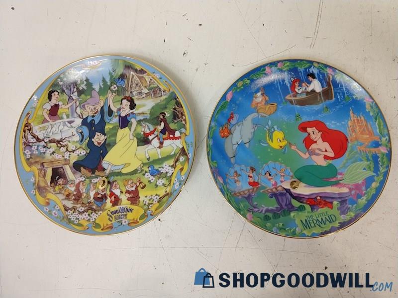 ID45 2pc Disney Musical Memories Plate Little Mermaid Snow White Collectible