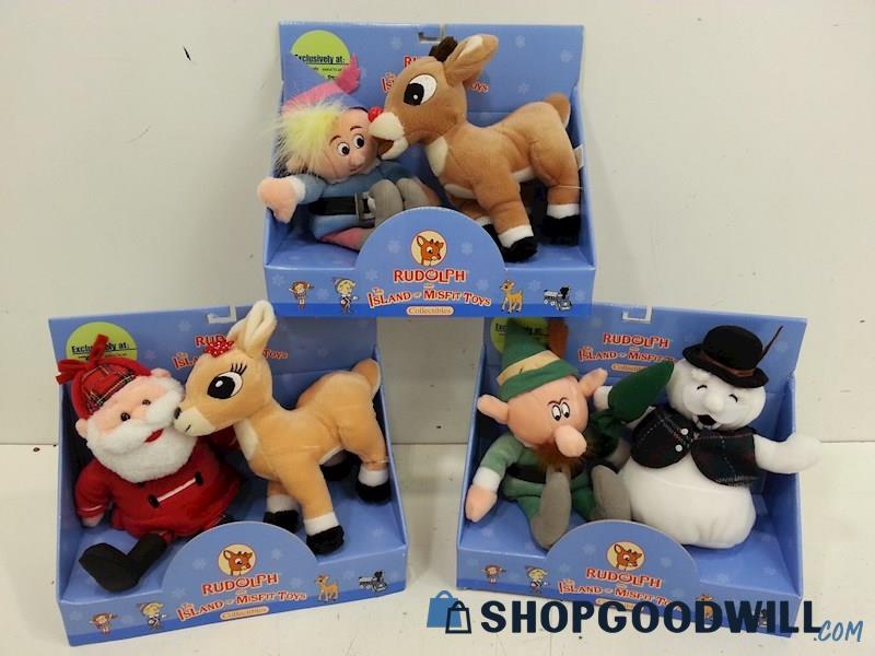 VTG Rudolph Island Of Misfit Toys Plush Collectibles 3 Sets Of 2 IOP 