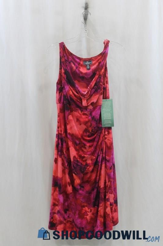 NWT American Living Womens Purple/Pink Pattern Drape Neck Tank Dress Sz 14