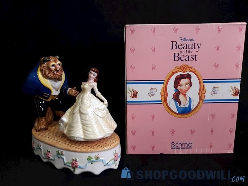 Schmid Disney's Beauty And The Beast Dancing Music Box Ceramic Figurine