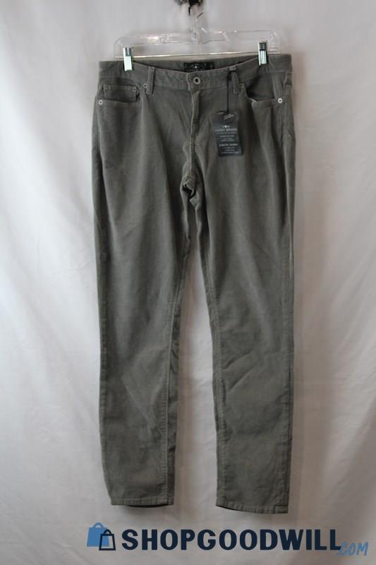 NWT Lucky Brand Women's Gray Corduroy Slim Straight Jeans sz 10