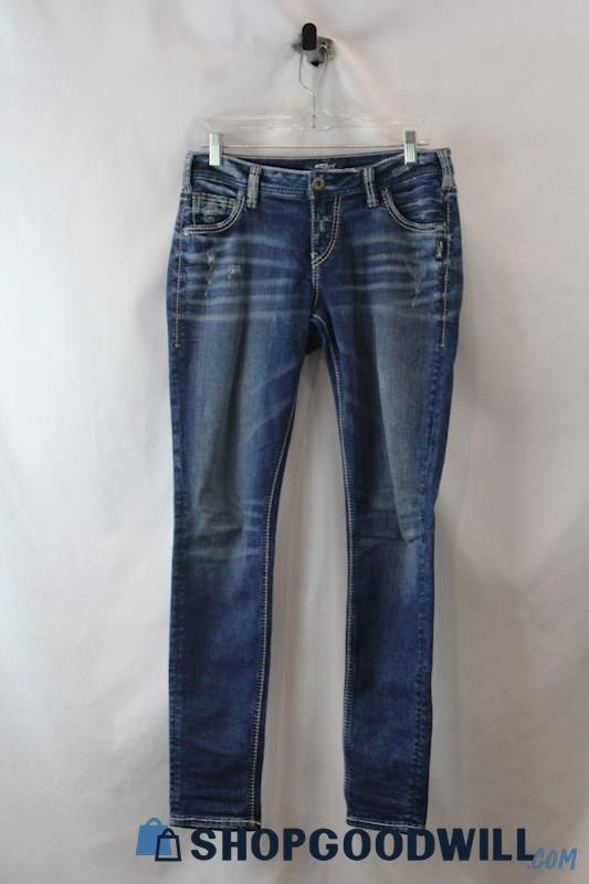 Silver Jean Women's Dark Washed Girlfriend Slim Ankle Jean SZ 27x29