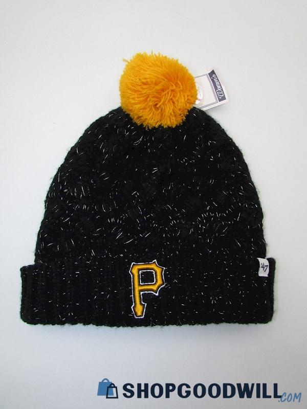 NWT 47 Women's Fiona MLB Pittsburgh Pirates Black Cuff Knit Beanie O/S