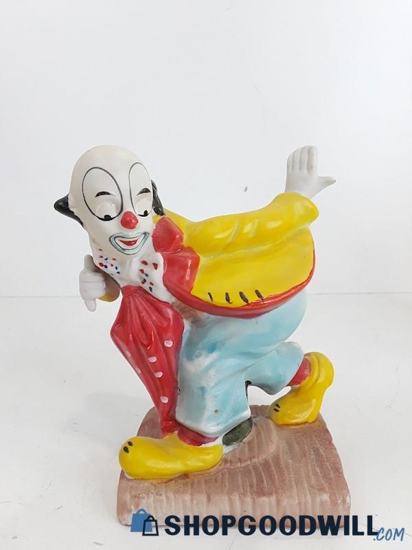 Price Products Taiwan Porcelain Clown Dancing W/ Umbrella Figurine VTG 