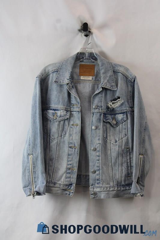 Levi's Women's Blue Distressed Denim Trucker Jacket sz S