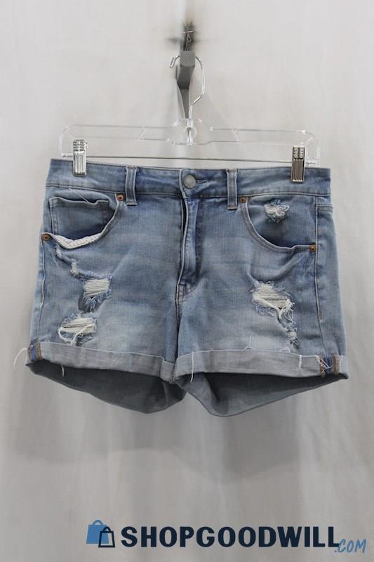 Aero Women's Indigo Wash Denim Cuffed Short SZ 10