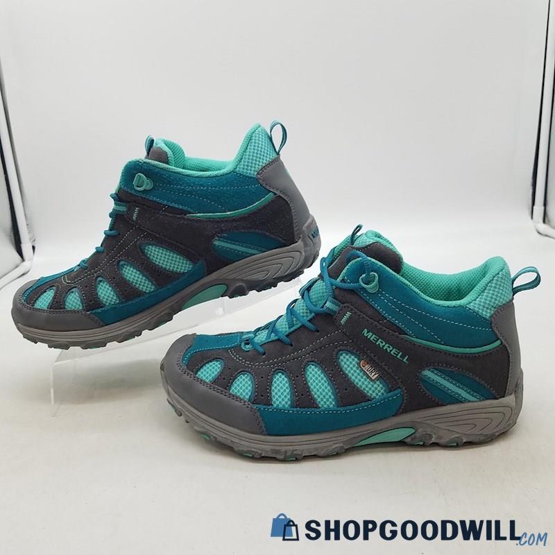 Merrell Boy's Select Dry Gray/Teal Suede/Teal Hiking Boots Sz 6.5