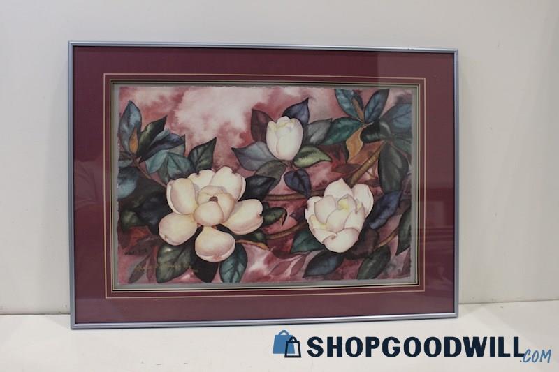 Janice C Sumler Signed Framed Watercolor Floral Print 949/1950 