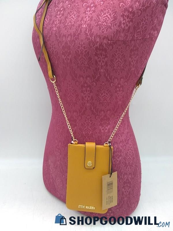 Steve Madden Mustard Saffiano Faux Leather Crossbody Card Holder Handbag Purse