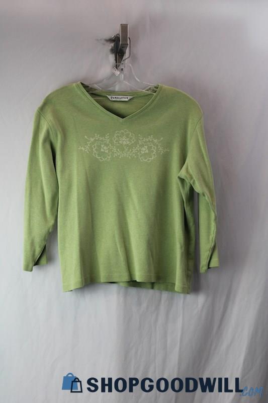 Pendleton Women's Light Green Floral Print 3/4 Sleeve Shirt SZ XL