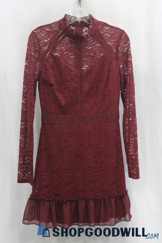 B Darlings Women's Maroon Lace Sheath Dress SZ 7/8