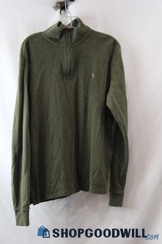 Polo Ralph Lauren Men's Green 1/4th Zip Sweater Sz L