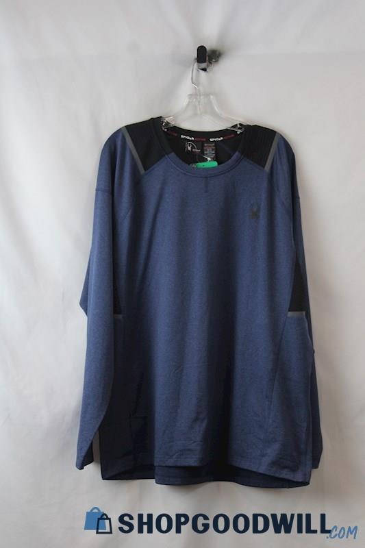 NWT Spyder Active Men's Navy Heather Active Long Sleeve Shirt SZ XL