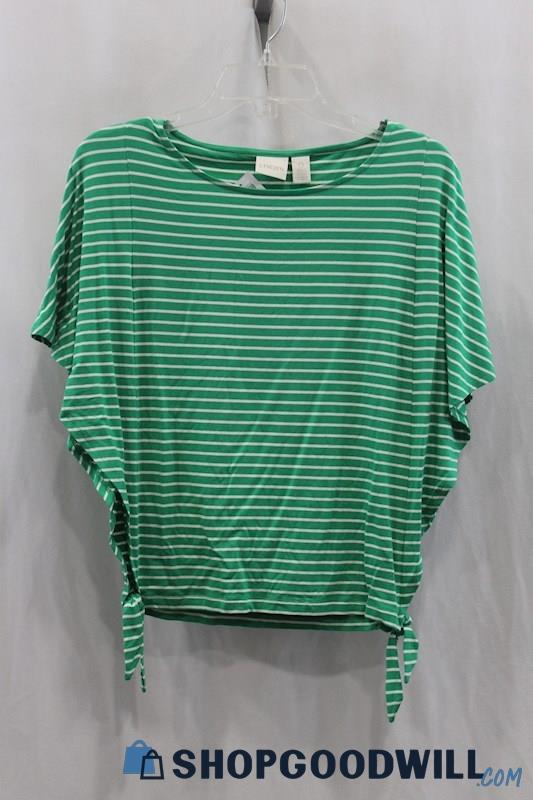 NWT Chicos Womens Green/White Stripe Poncho Blouse Sz S