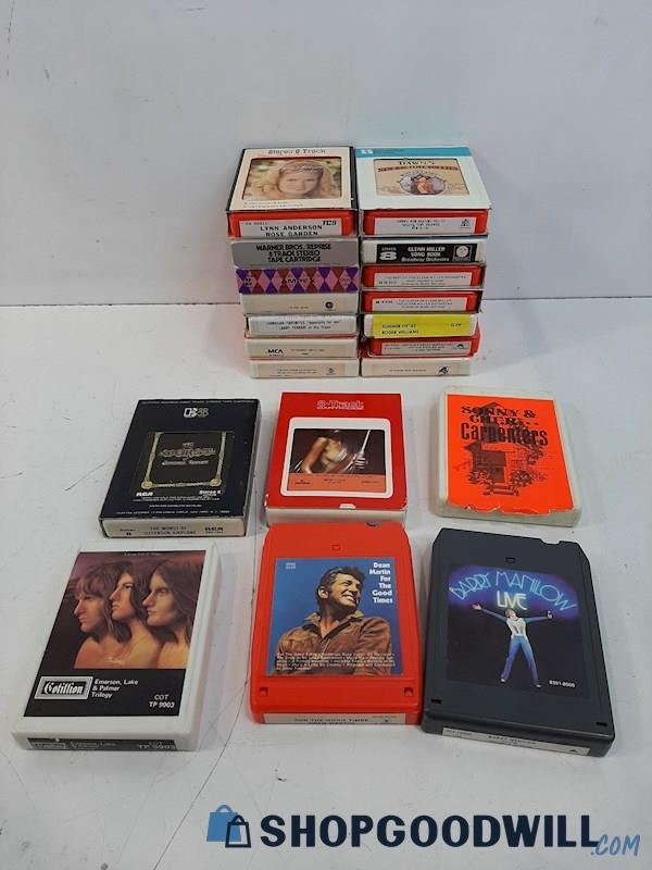 20 Asstd. 8-Track Music Tapes Rock Country & Popular  