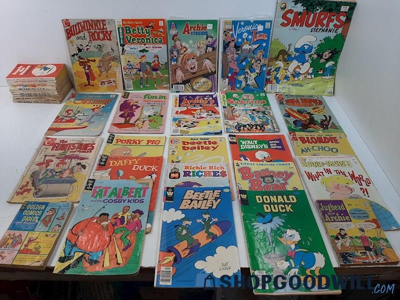 5 lbs Mixed Vintage Archie & Kids Comics & Digests Bullwinkle Jetsons Fun-In +