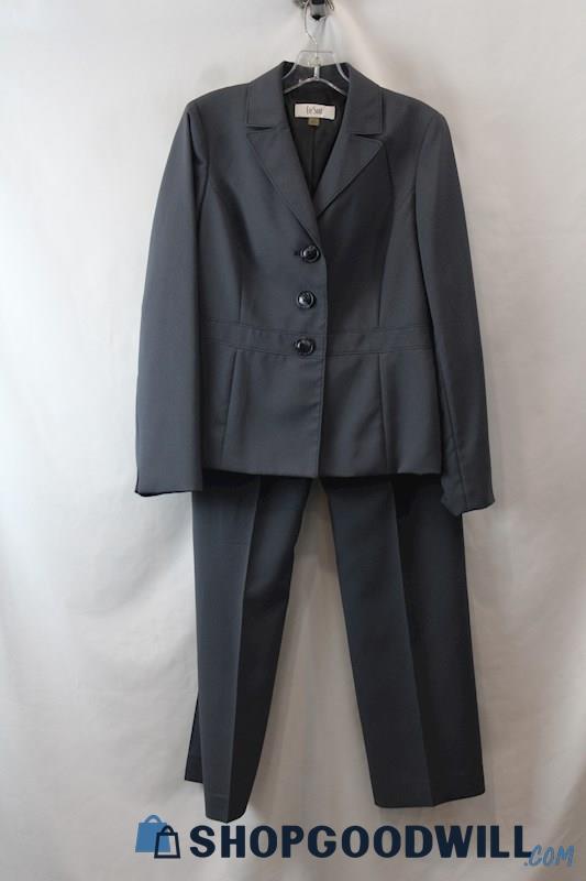 Le Suit Women's Graphite Gray 2PC Blazer Pant Suit Set sz 8