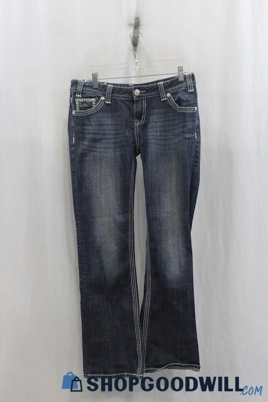 Rock & Roll Womens Dark Blue Washed Bootcut Jeans Sz 30x32