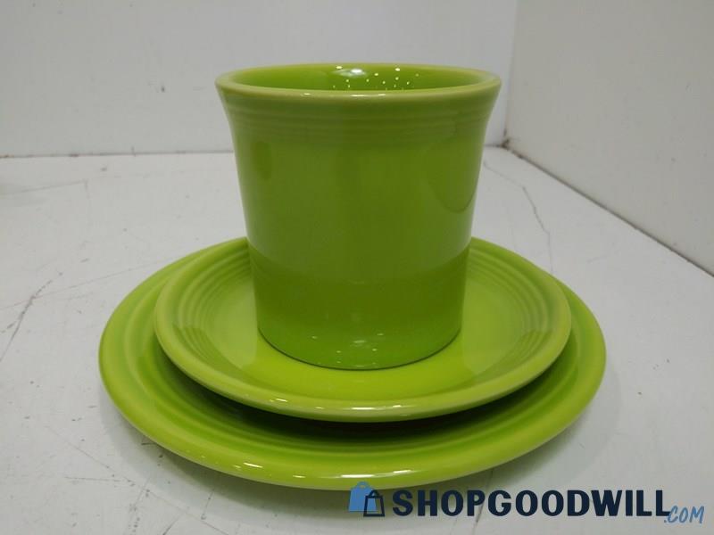 8PC HCL Fiesta Mugs Tea Saucers Plates Multi Greens Ceramic Kitchen Decor