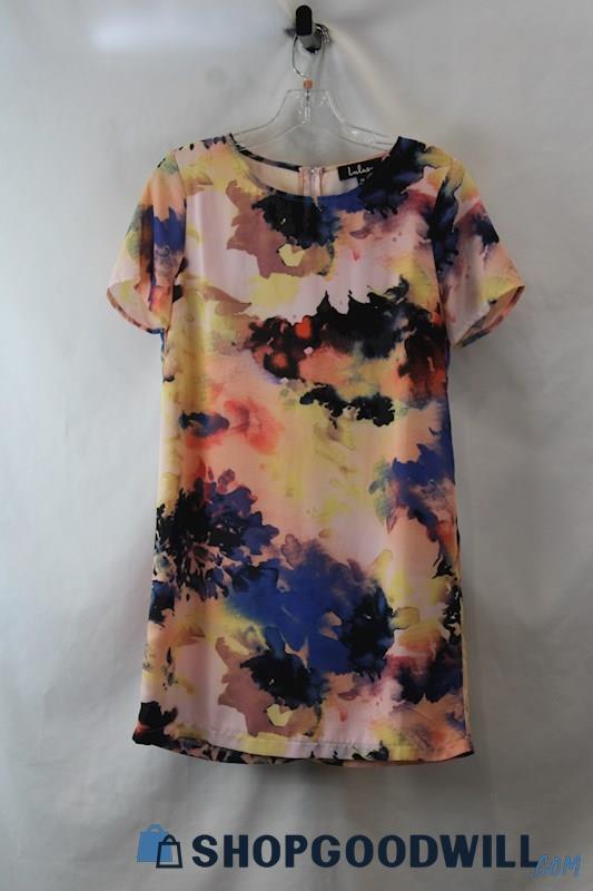 Lulus Women's Multicolor Watercolor Pattern Short Sleeve Dress SZ XS