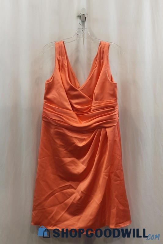 NWT Davids Bridal Womens Coral Pin Tucked Tank Dress Sz 14