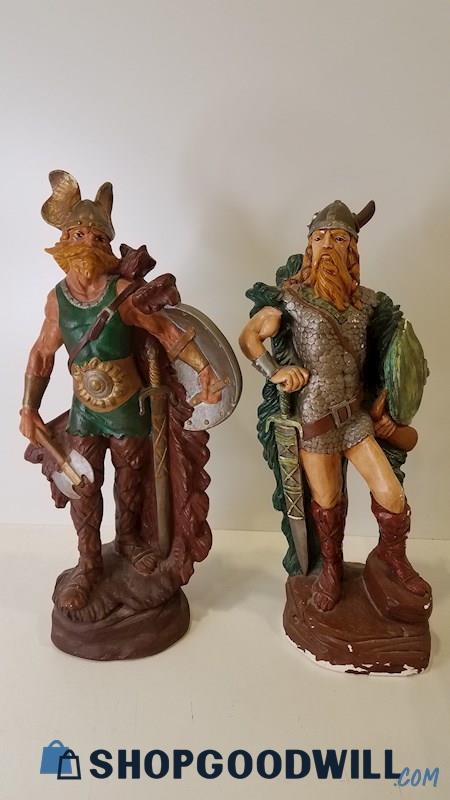 2pc Vikings Statuettes/Figurines Continental Studios Pool's Inc Vtg 1971-2