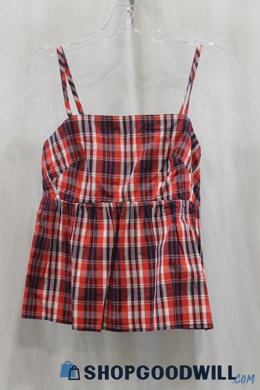 NWT J.Crew Women's Red Plaid Tank Shirt SZ 2