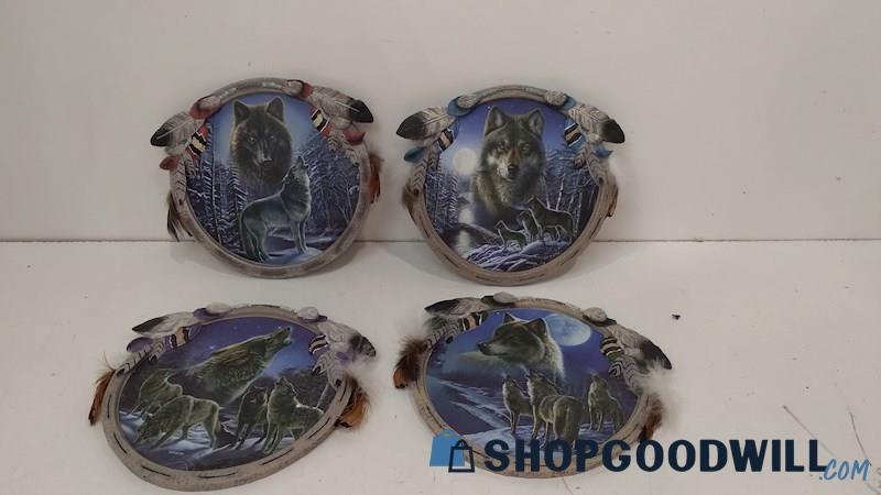 Set of 4 Wilderness Guardians Glow in the Dark Wall Plate Collection