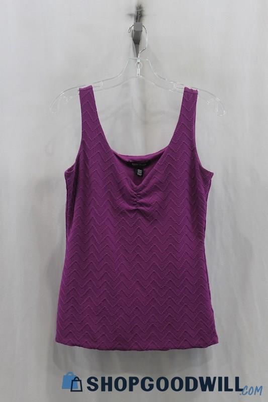 White House Black Market Womens Purple Textured Tank Blouse Sz S