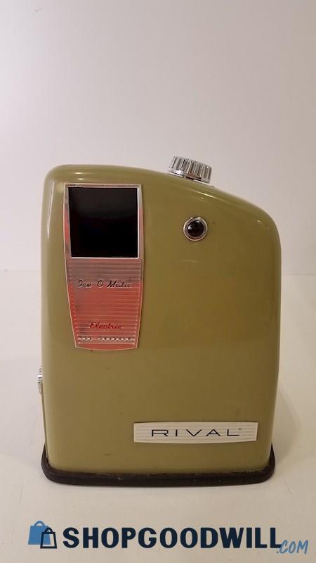 Rival Ice-O-Matic Electric Ice Crusher Olive-Green Pat#D179988-2904268 *Pwrs On