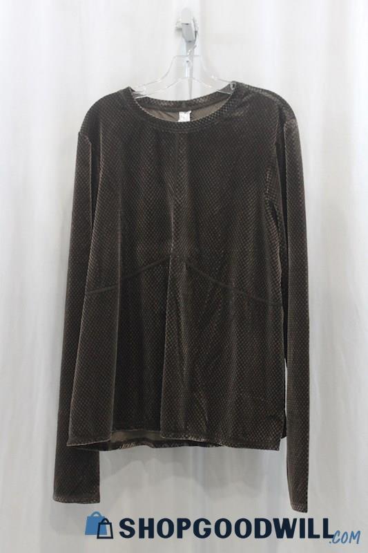 NWT Fabletics Womens Dark Brown Velour LS Shirt Sz 4X