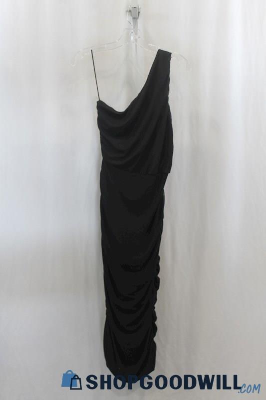 NWT Gibson Look Womens Black Chiffon One Shoulder Ruched Dress Sz M