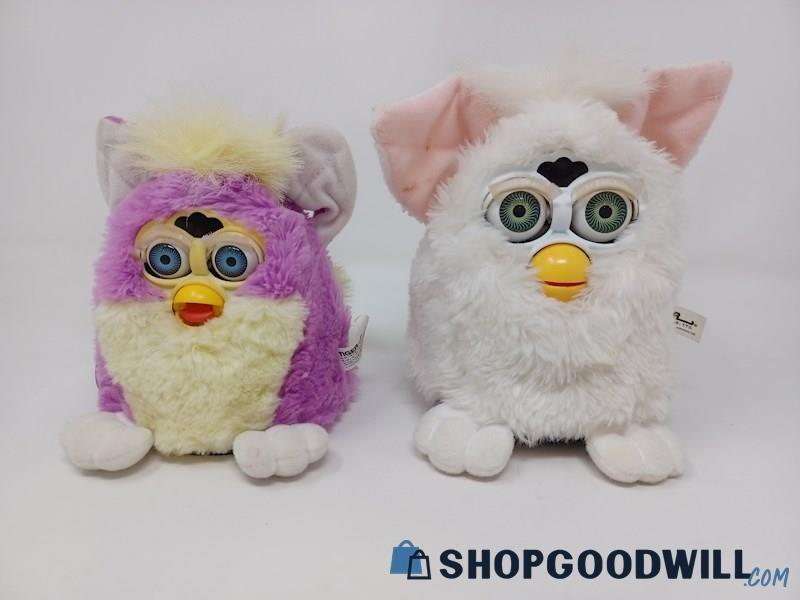 Vintage Spring Time Baby & Snowball Furby Interactive Pet Lot 1999 Tiger WORKS!