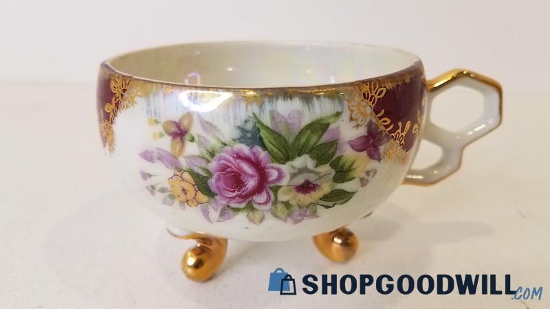 Vintage Yamato Lusterware Tea Cup Mug Floral Purple / Gold Design