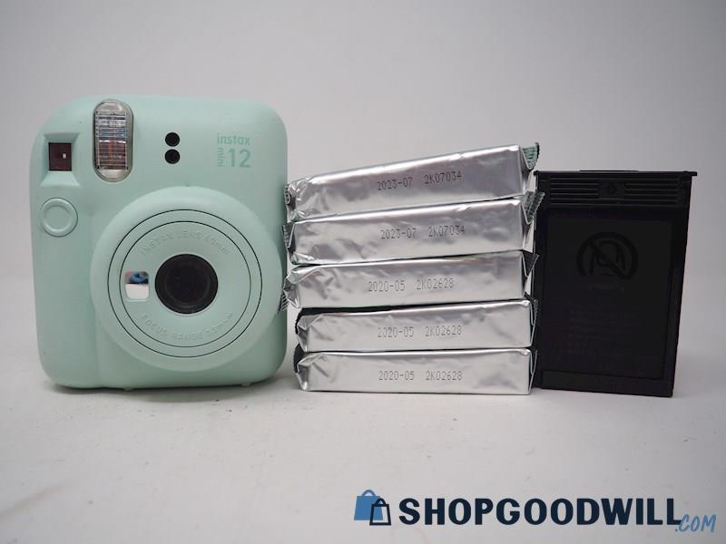 Fujifilm Instax Mini 12 Icy Blue Instant Film Camera w/Expired Film *Powers ON*