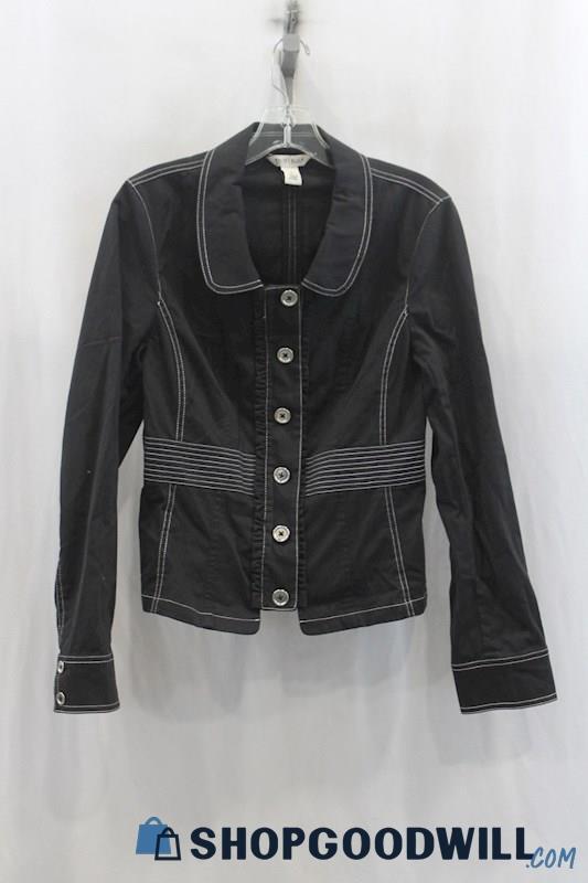 White House Black Market Women's Black Denim Coat SZ 8