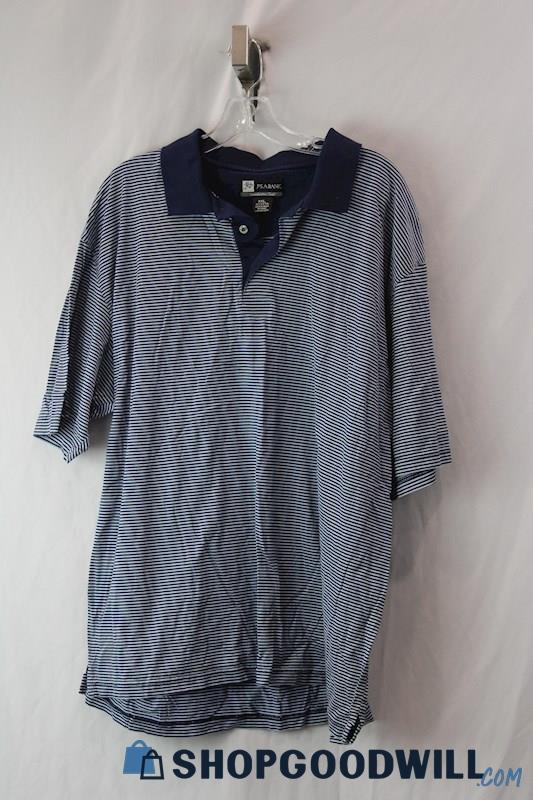 Jos. A Bank Men's Blue Collar Striped Short Sleeves sz XXL