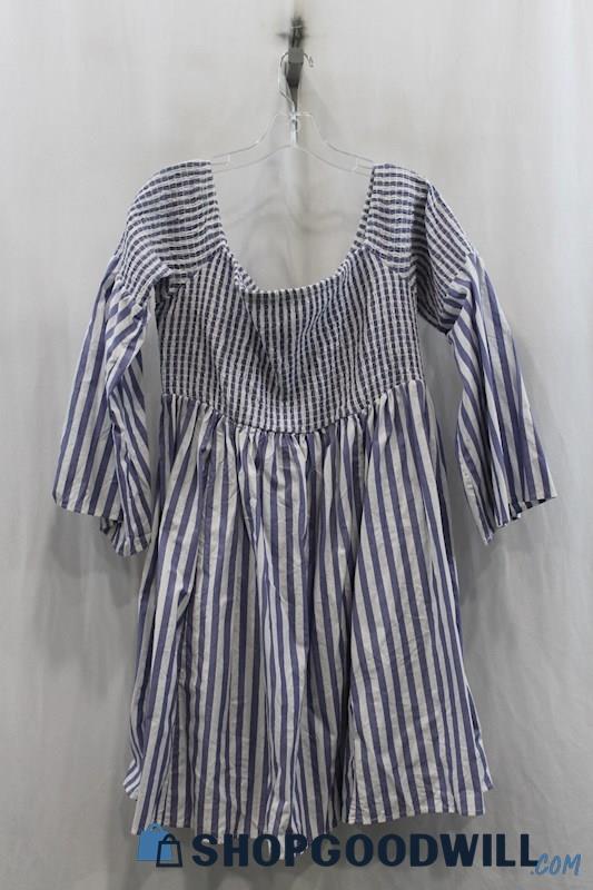 Torrid Womens Blue/White Stripe Smocked Sundress Sz 2X