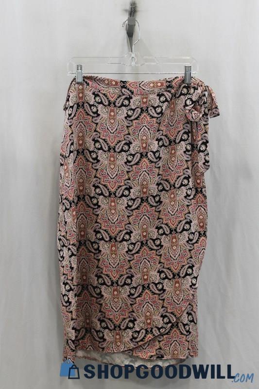 NWT Maurices Womens Black/Pink Pattern Tulip Skirt Sz XL
