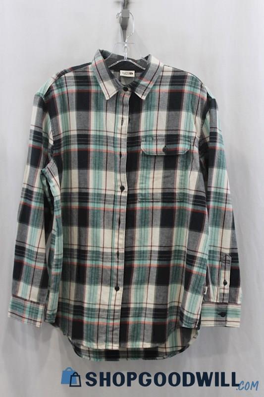 NWT The North Face Women's Green Plaid Button Up Shirt SZ M