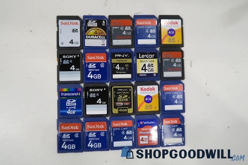 B) 20pc SanDisk Kodak PNY Sony More 4-GB SDHC Memory Cards (Formatted)
