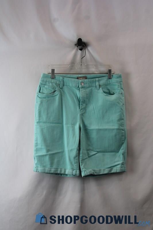 Chico's Women's Teal Blue Denim Bermuda Shorts sz M