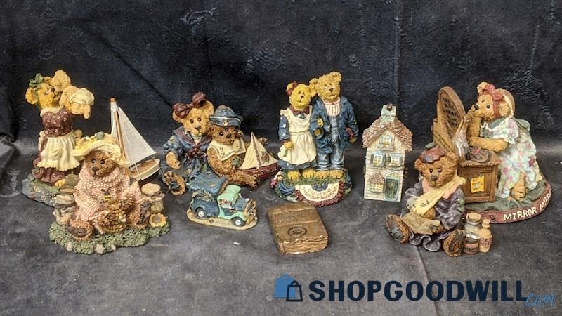 10pcs Vintage Boyds Bears Figurines Sailboats Vanity Mirror Mini House Reunion